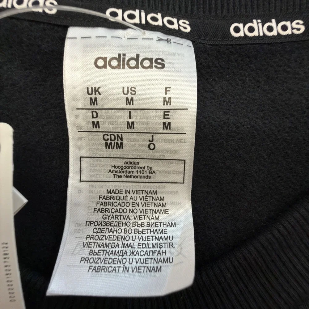 Adidas Mens Essentials 3-Stripes Fleece Crewneck Sweatshirt Black GT9437 Medium